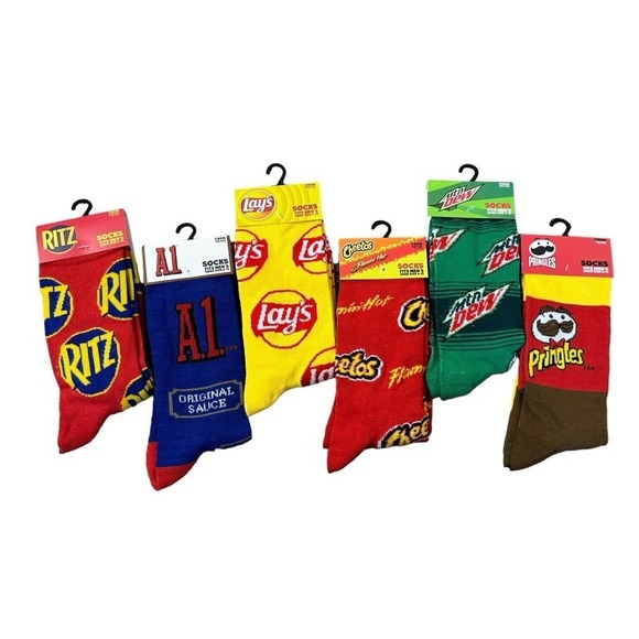 Odd Sox Novelty Crazy Socks Pringles A1 Lays Cheetos RITZ Soda Mens Sz 6-12 Crew - Picture 1 of 5
